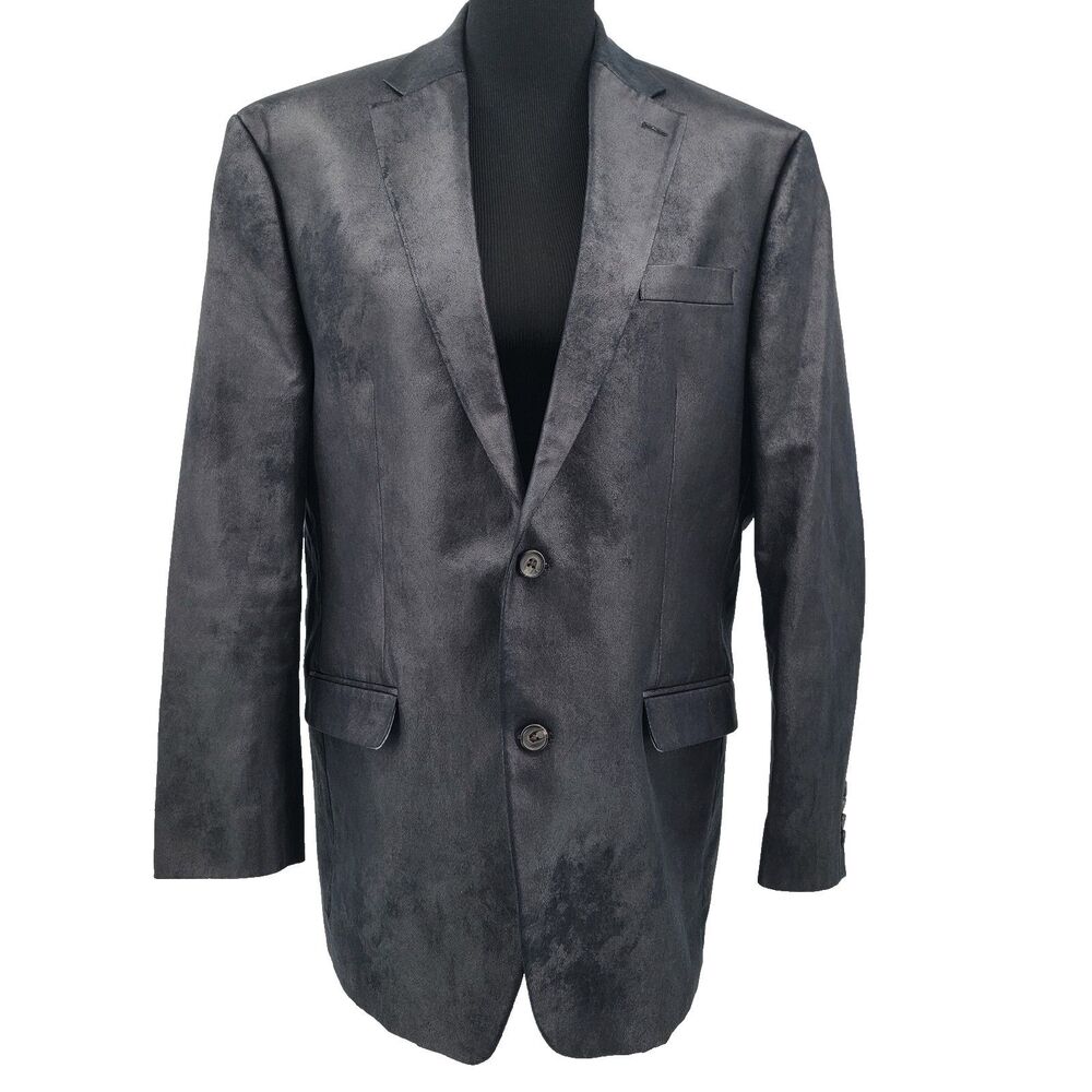 Lauren Ralph Lauren Mens Black Faux Suede Leather Sports Blazer Jacket 42L NWOT
